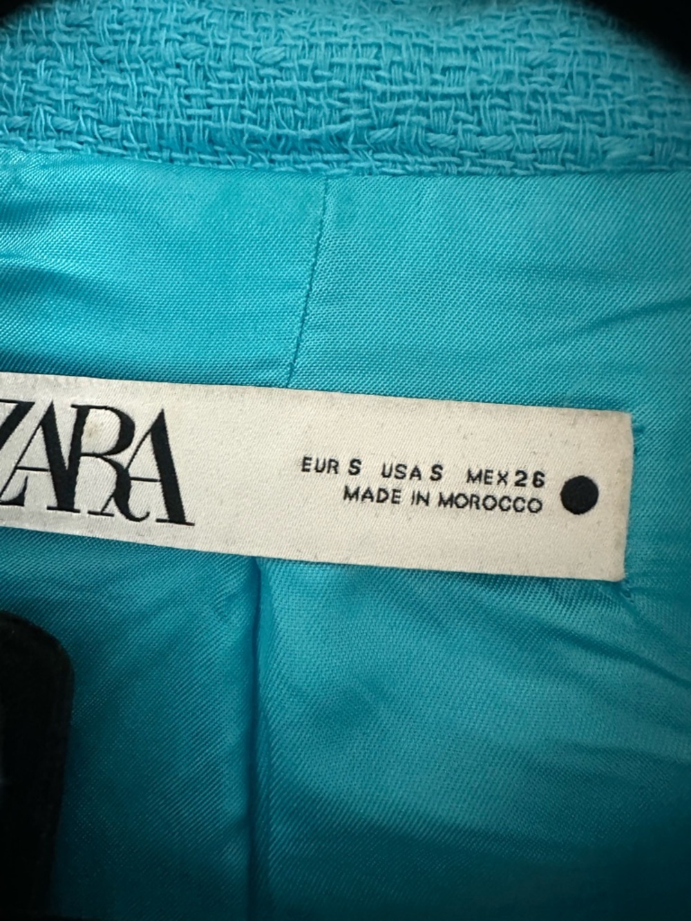 Zara Cropped Turquoise Bouclé Jacket - Picture 2 of 4